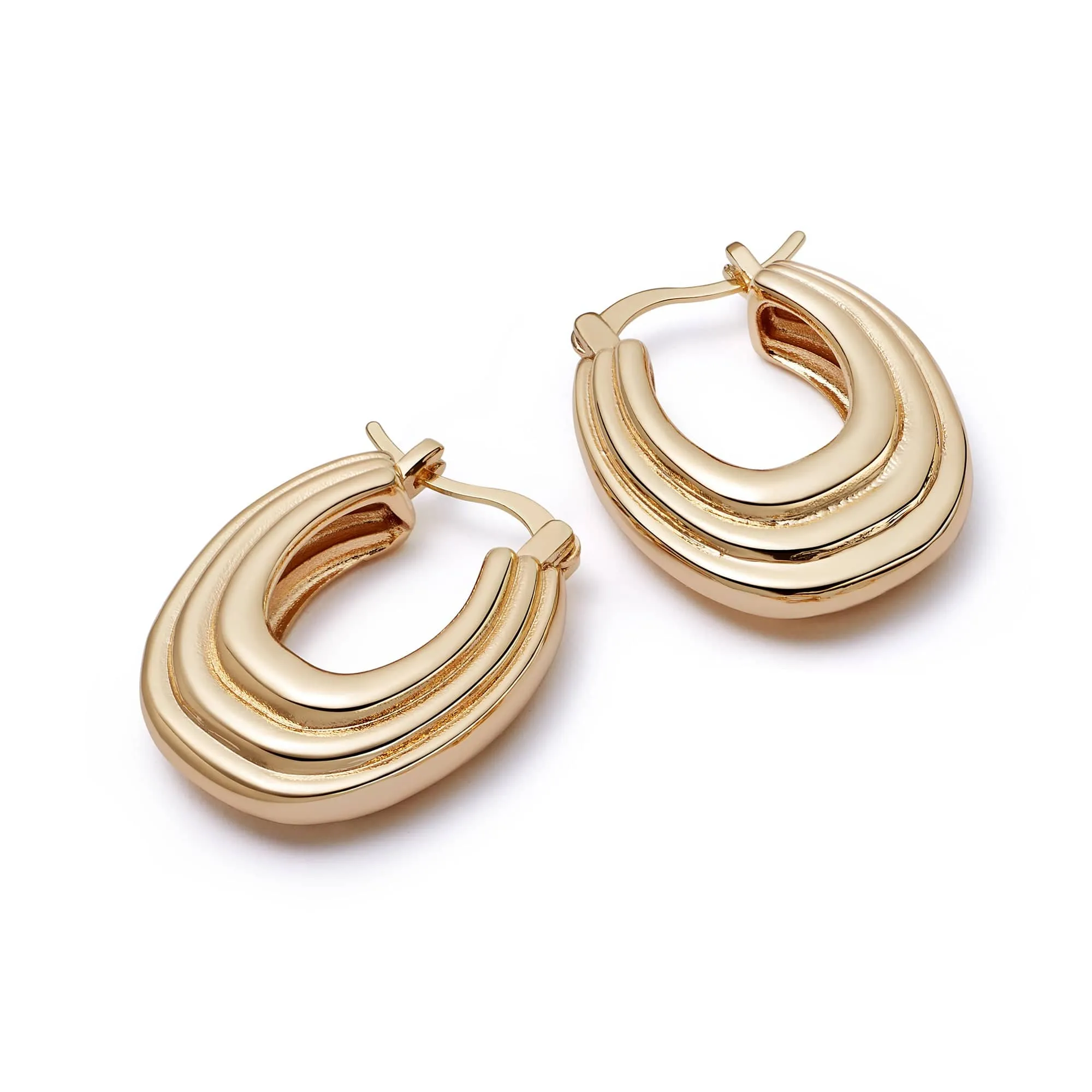 Polly Sayer Ridge Hoop Earrings 18ct Gold Plate sold by Daisy Jewellery