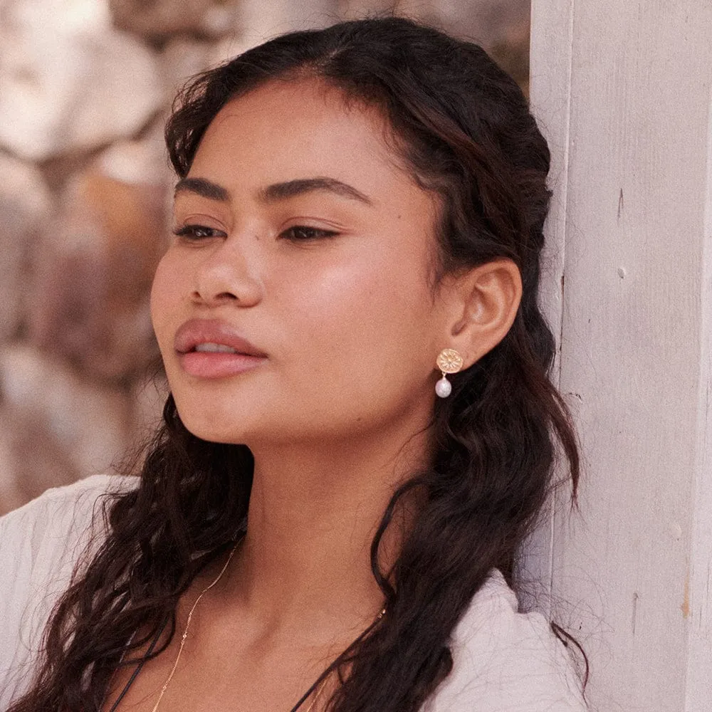 Daisy Pearl Drop Earrings 18ct Gold Plate sold by Daisy Jewellery product image thumbnail 3