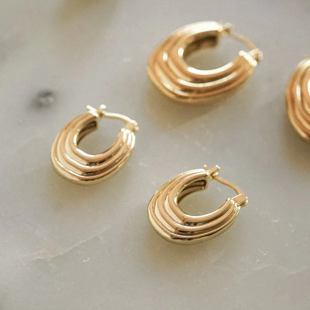 Polly Sayer Ridge Hoop Earrings 18ct Gold Plate sold by Daisy Jewellery product image thumbnail 5