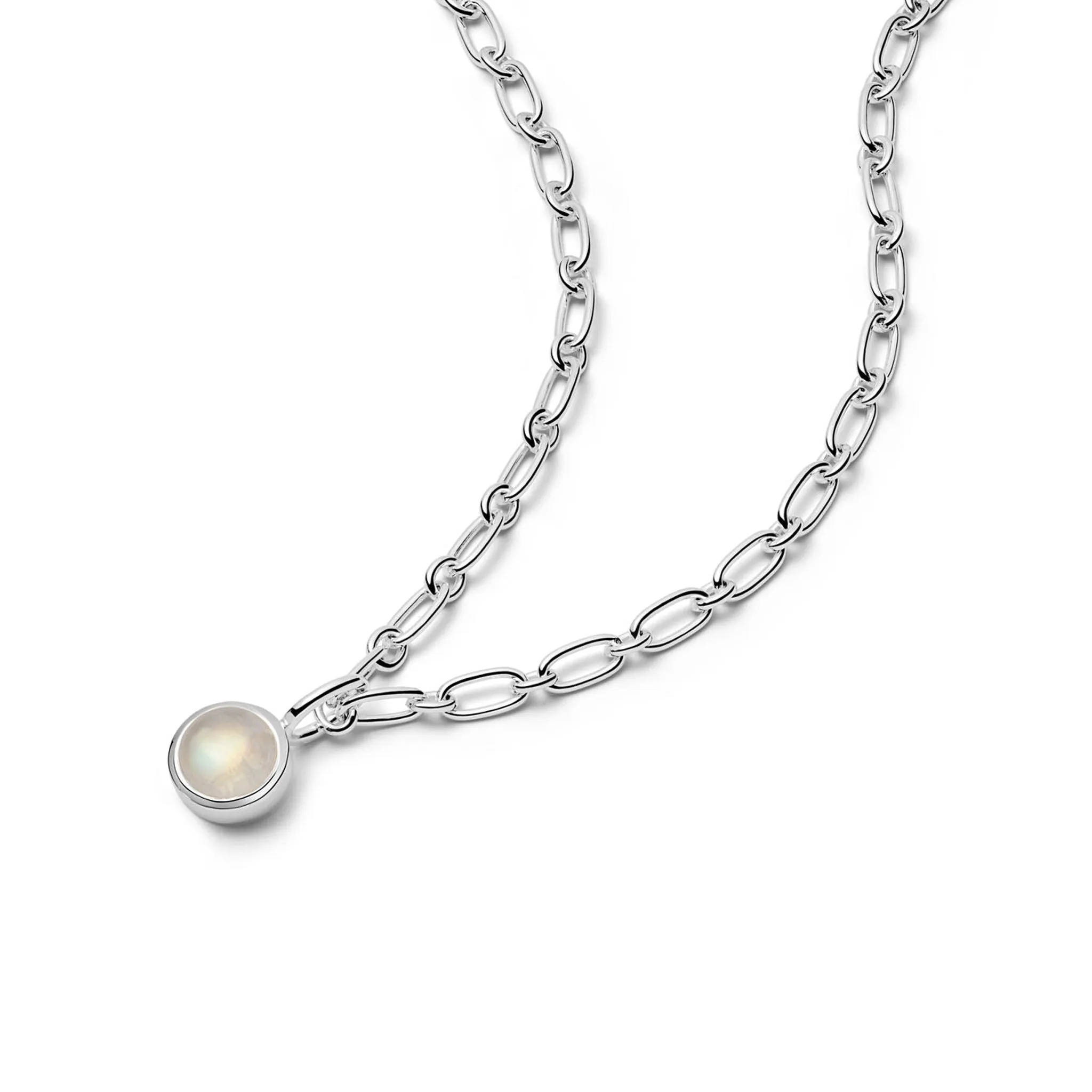 Rainbow Moonstone Chunky Healing Stone Necklace Sterling Silver sold by Daisy Jewellery