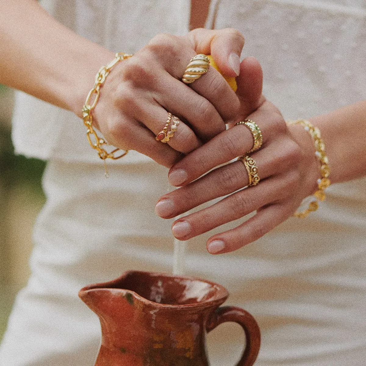 Amulet Dome Ring 18ct Gold Plate sold by Daisy Jewellery product image thumbnail 4