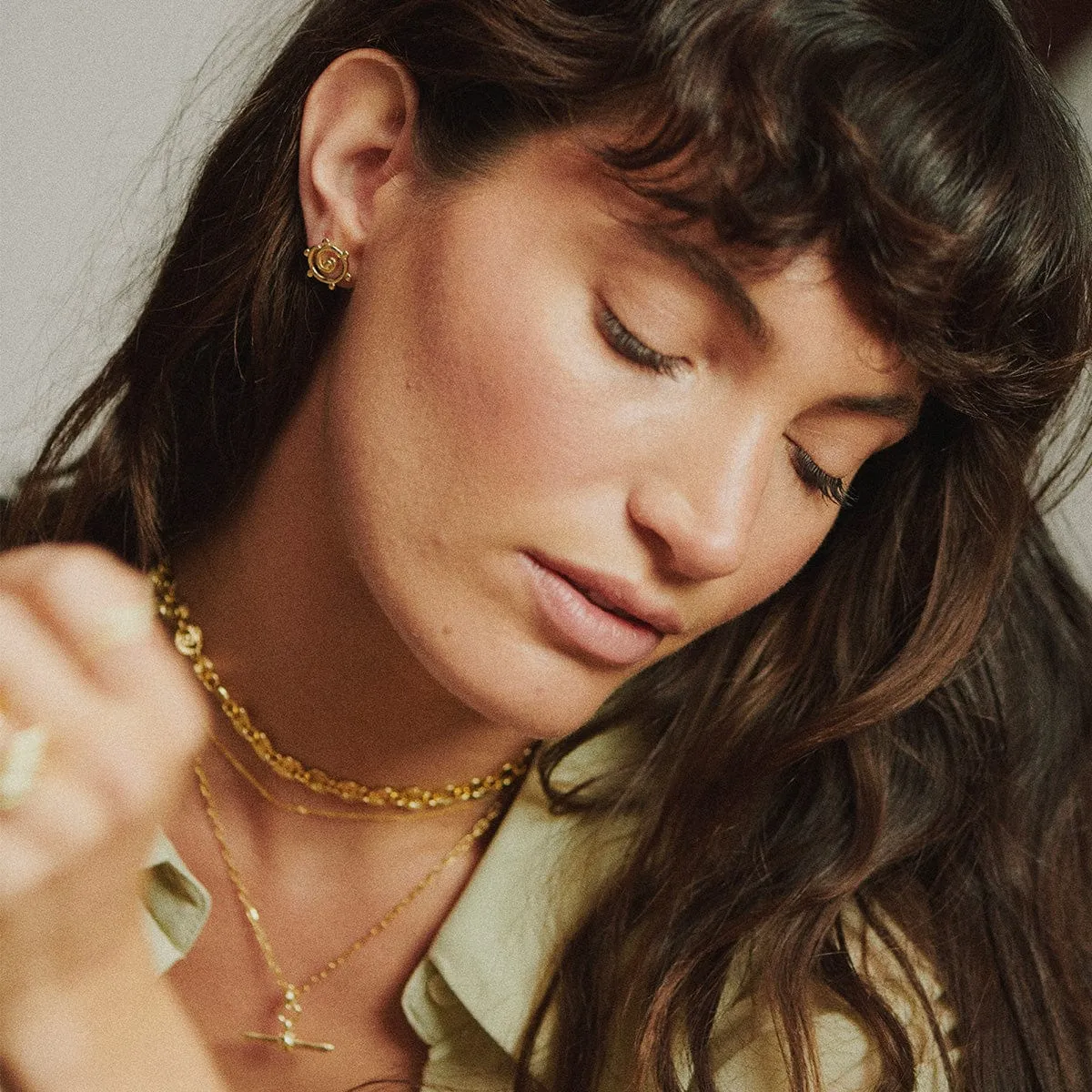 Spiral Sun Maxi Stud Earrings 18ct Gold Plate sold by Daisy Jewellery product image thumbnail 4