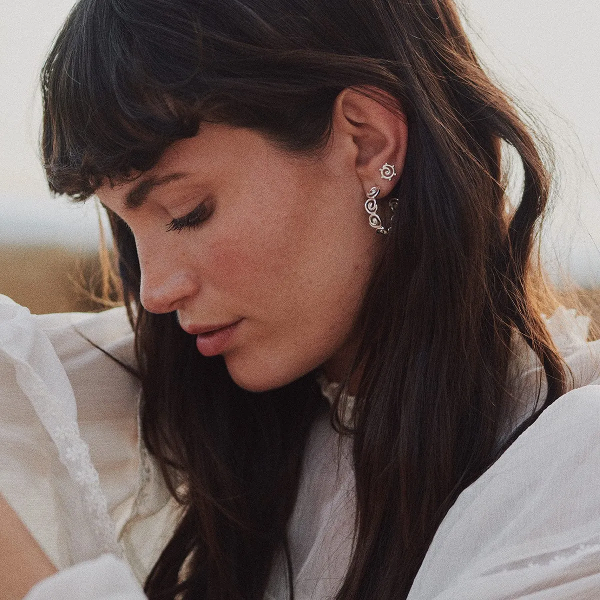 Spiral Sun Mini Stud Earrings Sterling Silver sold by Daisy Jewellery product image thumbnail 4