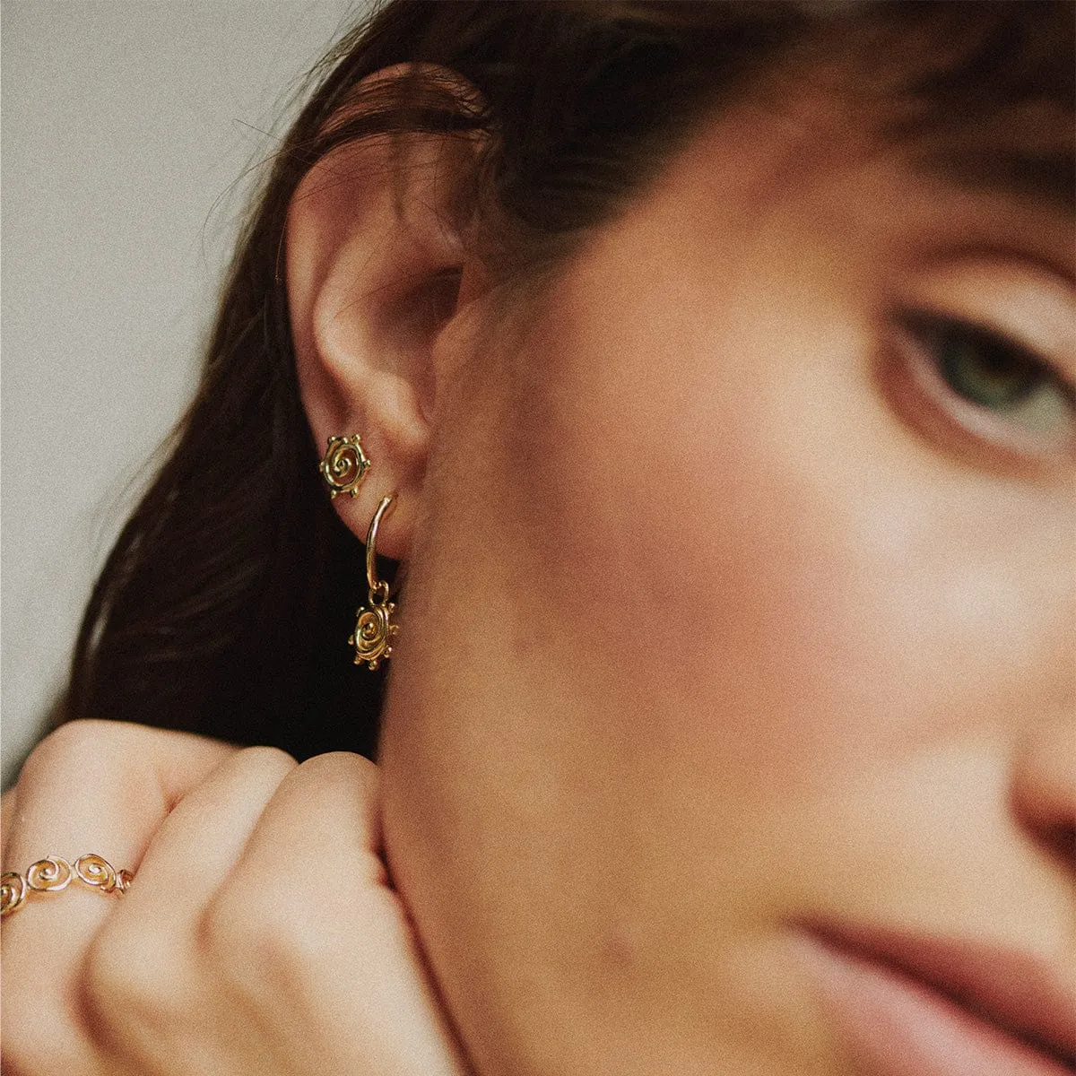 Spiral Sun Mini Stud Earrings 18ct Gold Plate sold by Daisy Jewellery product image thumbnail 3