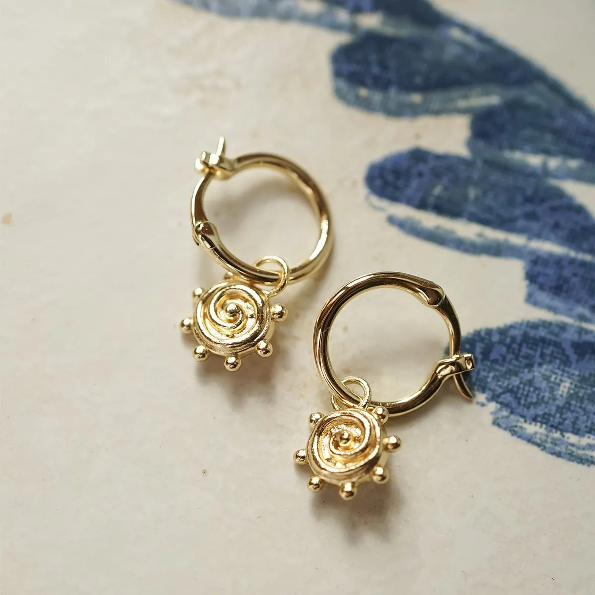 Spiral Sun Charm Earrings 18ct Gold Plate sold by Daisy Jewellery product image thumbnail 5