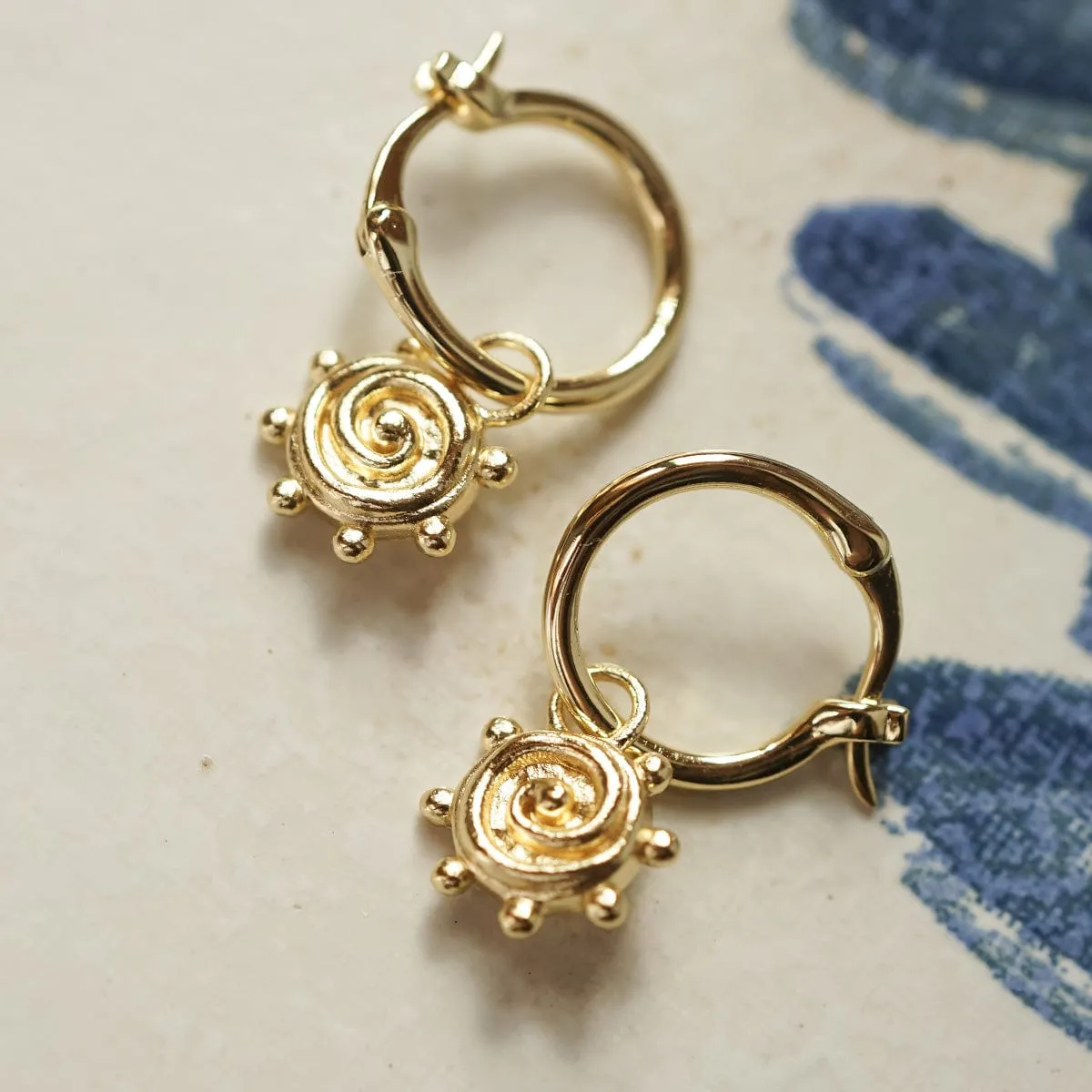 Spiral Sun Charm Earrings 18ct Gold Plate sold by Daisy Jewellery product image thumbnail 3