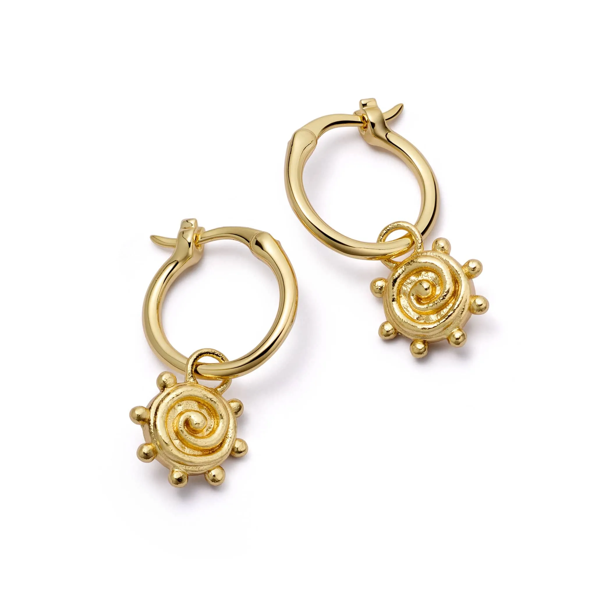 Spiral Sun Charm Earrings 18ct Gold Plate sold by Daisy Jewellery