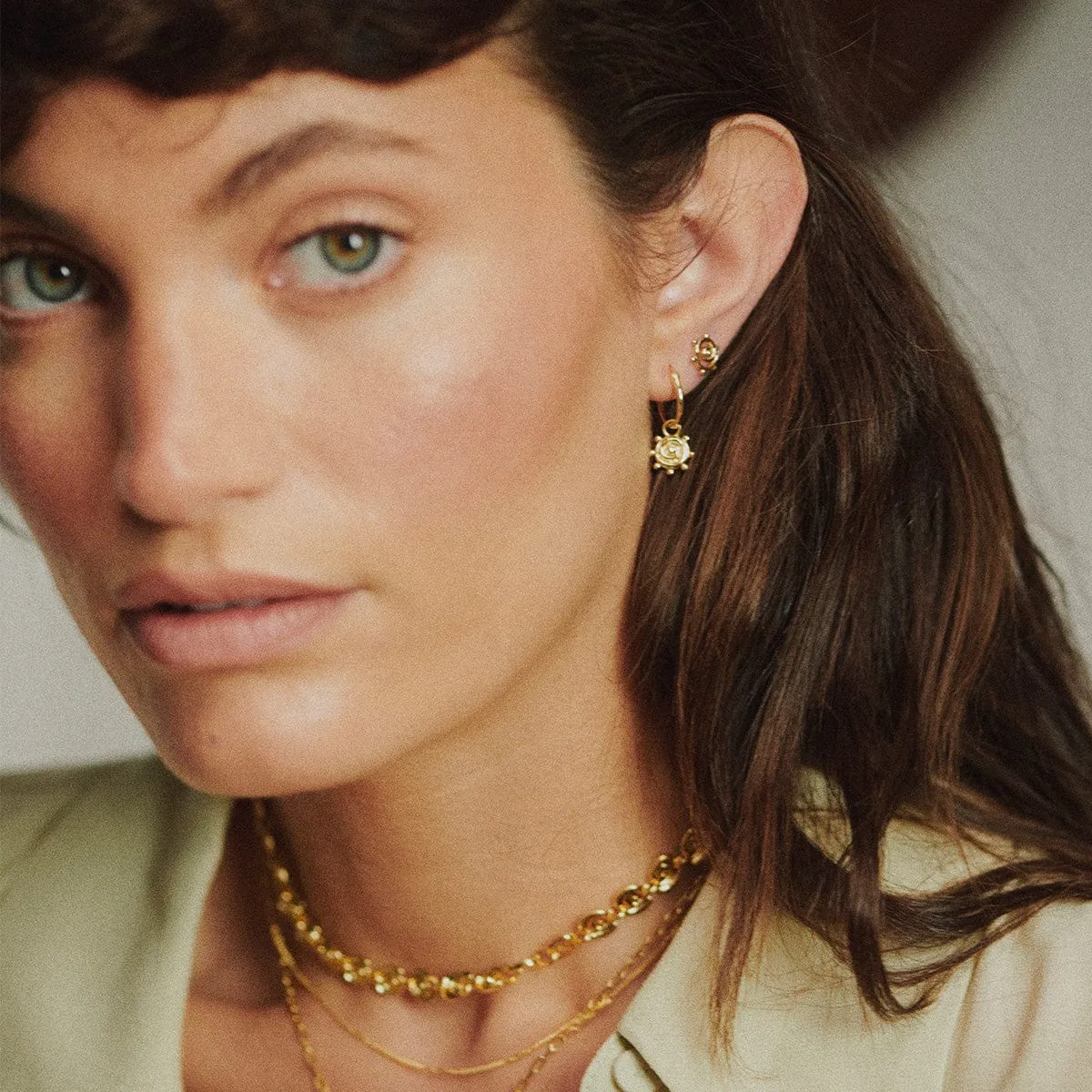 Spiral Sun Charm Earrings 18ct Gold Plate sold by Daisy Jewellery product image thumbnail 4