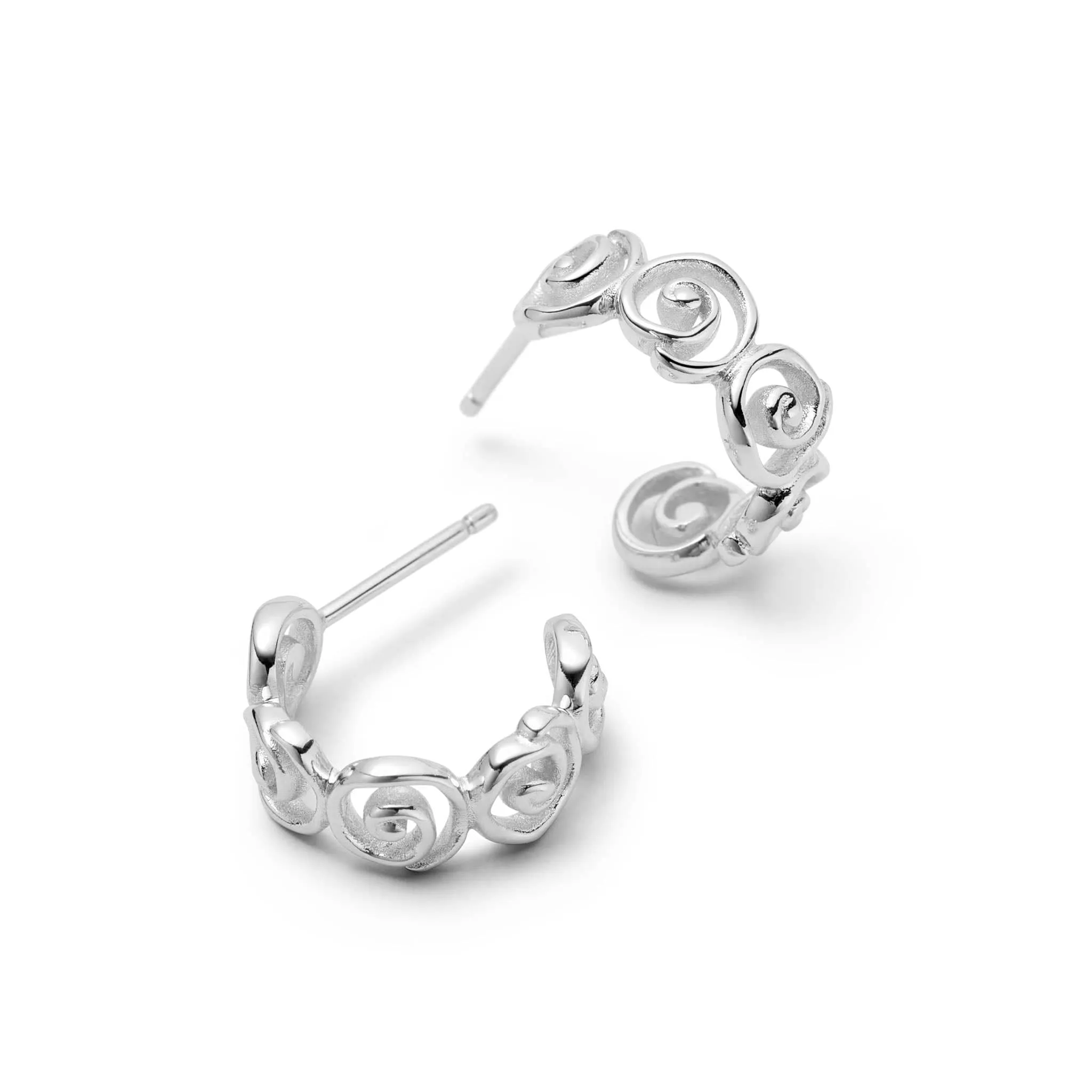 Spiral Mini Hoop Earrings Sterling Silver sold by Daisy Jewellery