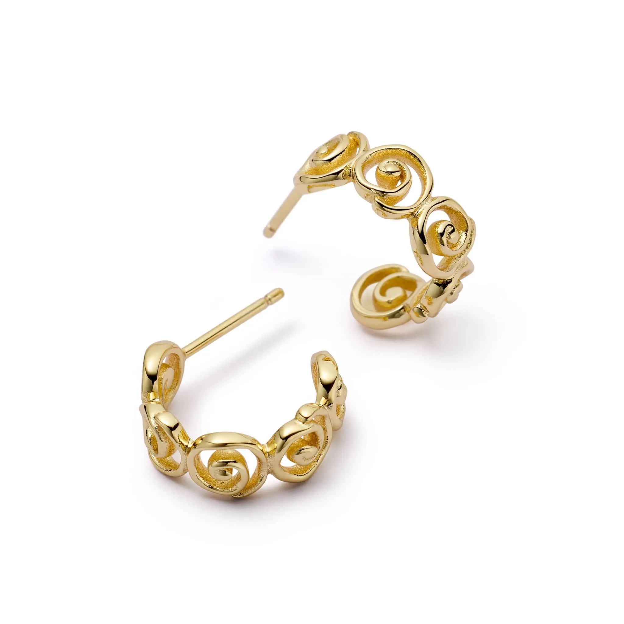 Spiral Mini Hoop Earrings 18ct Gold Plate sold by Daisy Jewellery