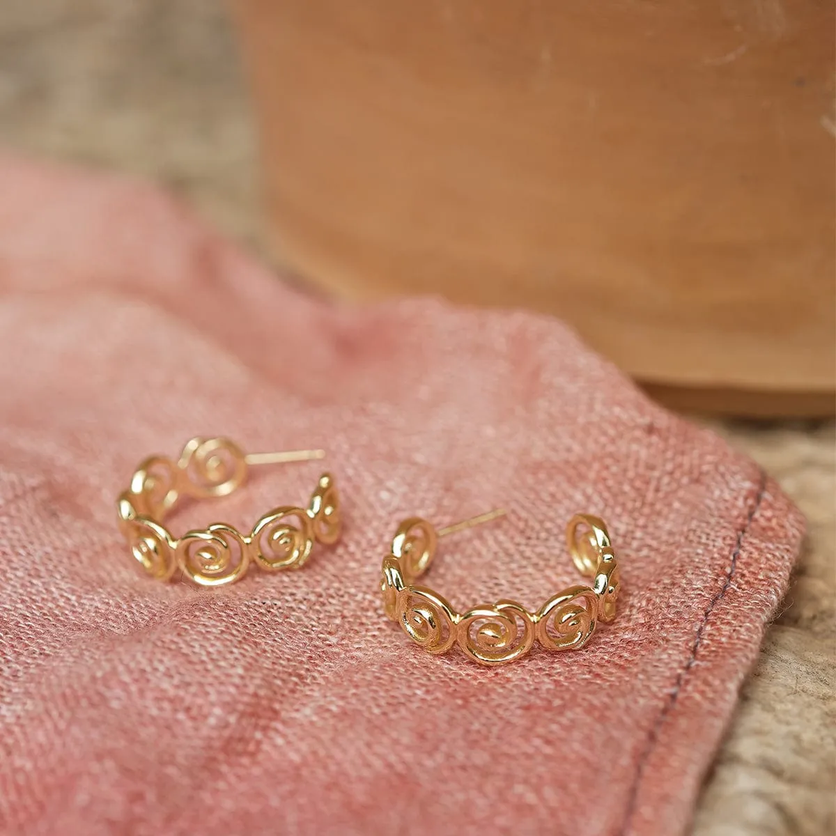 Spiral Hoop Earrings 18ct Gold Plate sold by Daisy Jewellery product image thumbnail 4