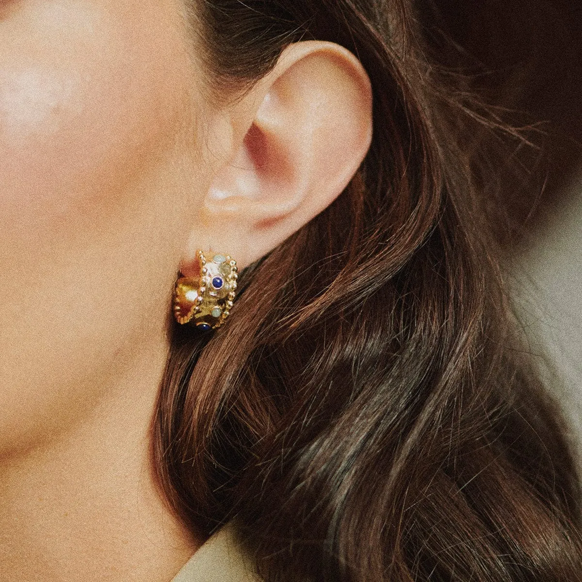 Amulet Stone Hoop Earrings 18ct Gold Plate sold by Daisy Jewellery product image thumbnail 2
