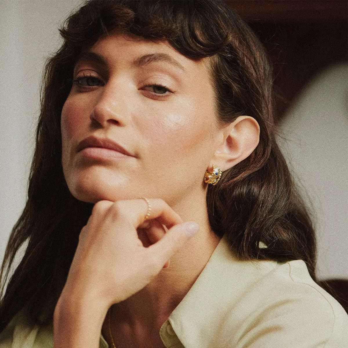 Amulet Stone Hoop Earrings 18ct Gold Plate sold by Daisy Jewellery product image thumbnail 4