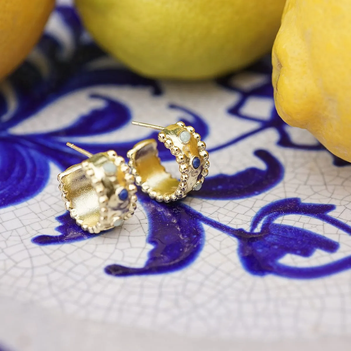 Amulet Stone Hoop Earrings 18ct Gold Plate sold by Daisy Jewellery product image thumbnail 3