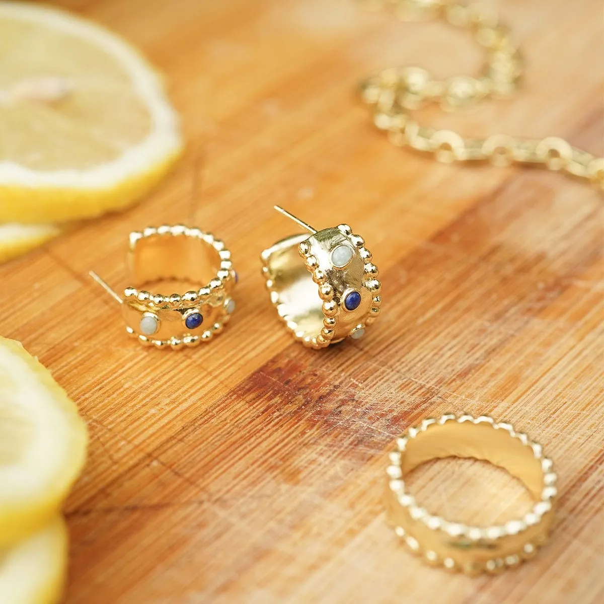 Amulet Stone Hoop Earrings 18ct Gold Plate sold by Daisy Jewellery product image thumbnail 5
