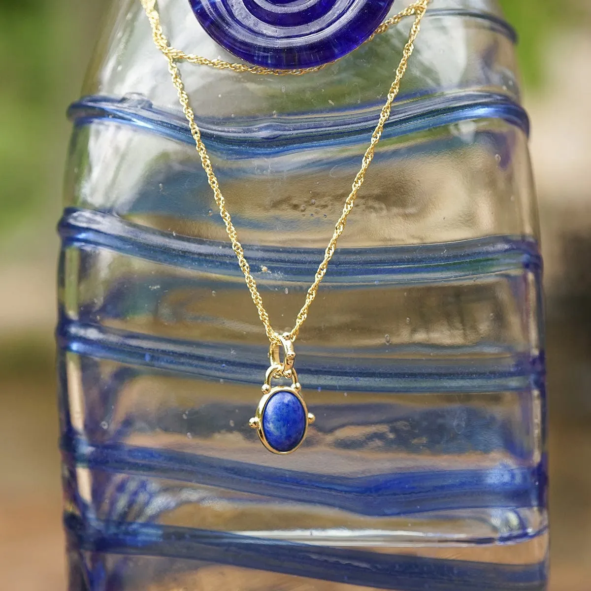 Amulet Lapis Necklace 18ct Gold Plate sold by Daisy Jewellery product image thumbnail 5
