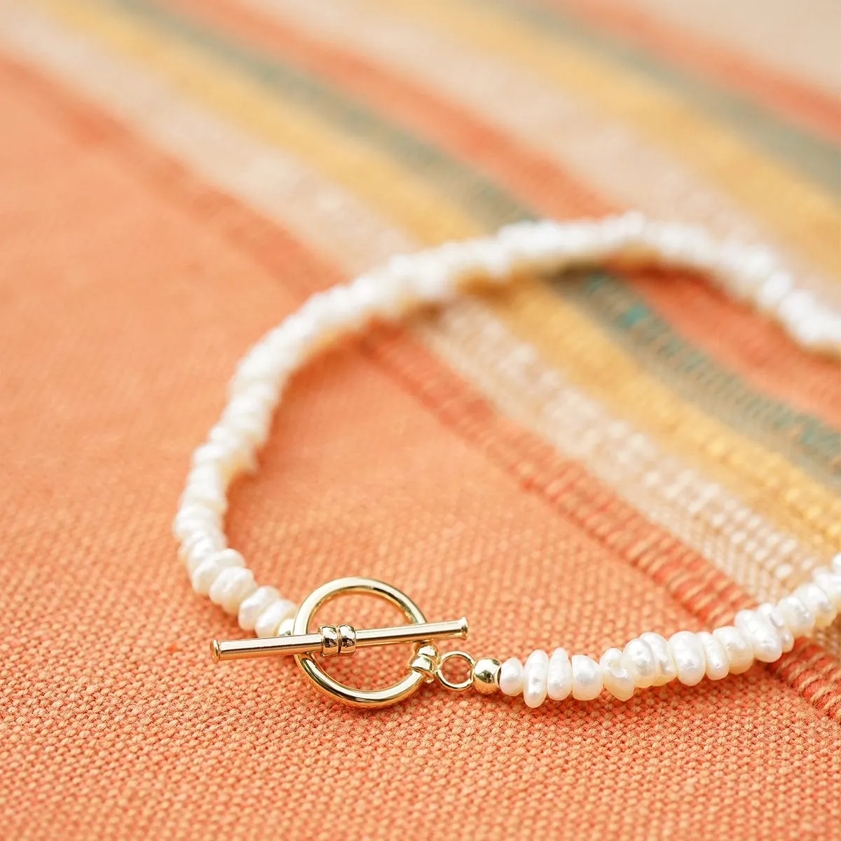 Polly Sayer Beach Pearl T Bar Bracelet 18ct Gold Plate sold by Daisy Jewellery product image thumbnail 2