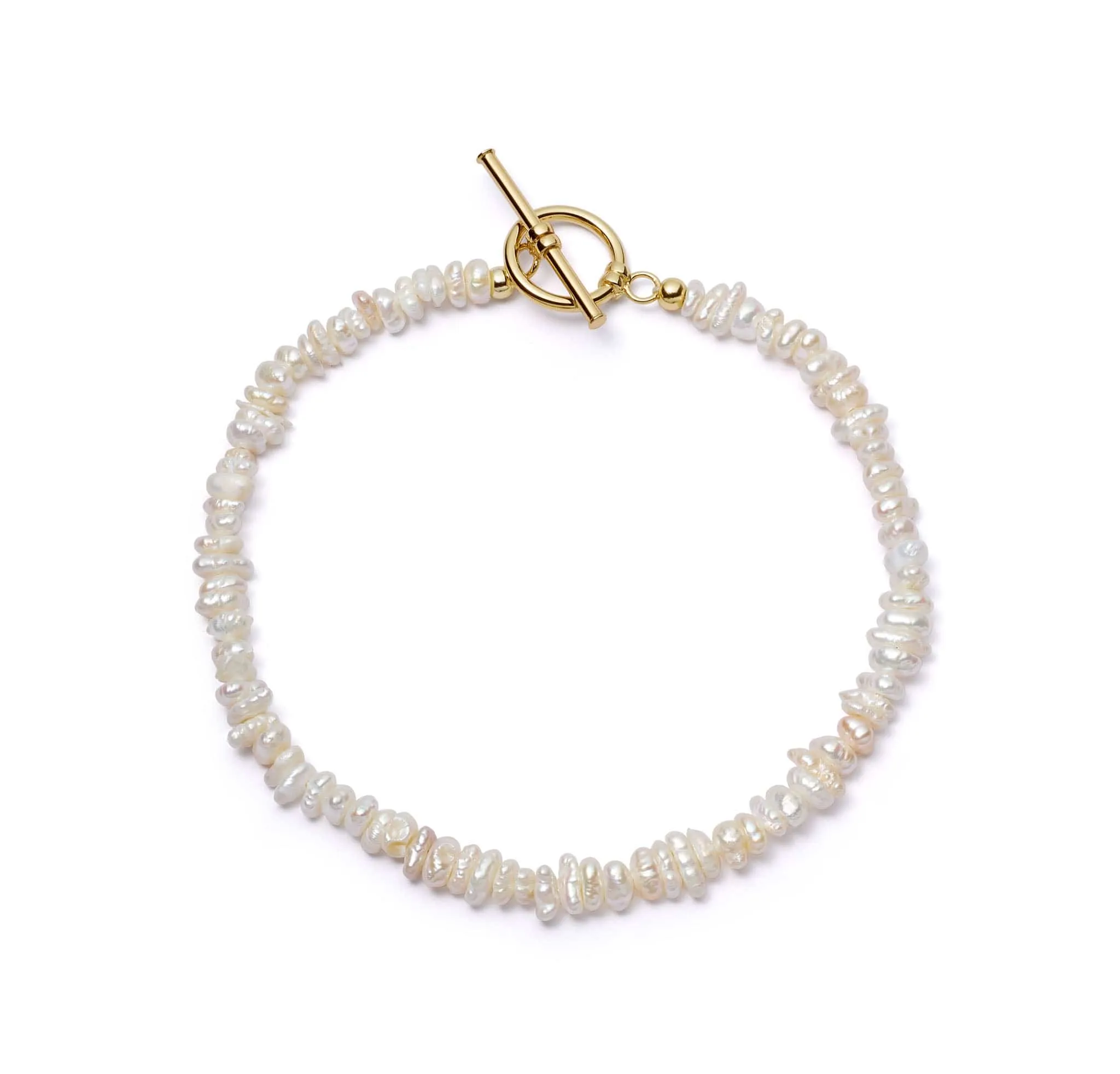 Polly Sayer Beach Pearl T Bar Bracelet 18ct Gold Plate sold by Daisy Jewellery