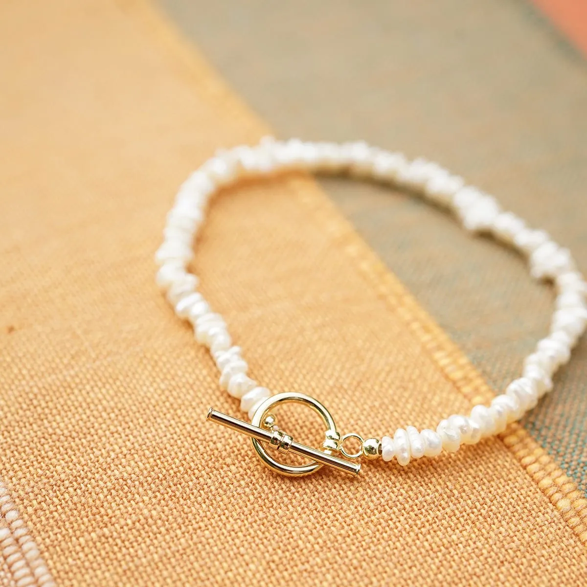 Polly Sayer Beach Pearl T Bar Bracelet 18ct Gold Plate sold by Daisy Jewellery product image thumbnail 5