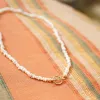 Polly Sayer Beach Pearl T Bar Necklace 18ct Gold Plate sold by Daisy Jewellery