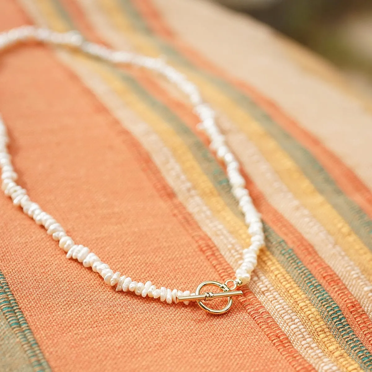 Polly Sayer Beach Pearl T Bar Necklace 18ct Gold Plate sold by Daisy Jewellery product image thumbnail 3