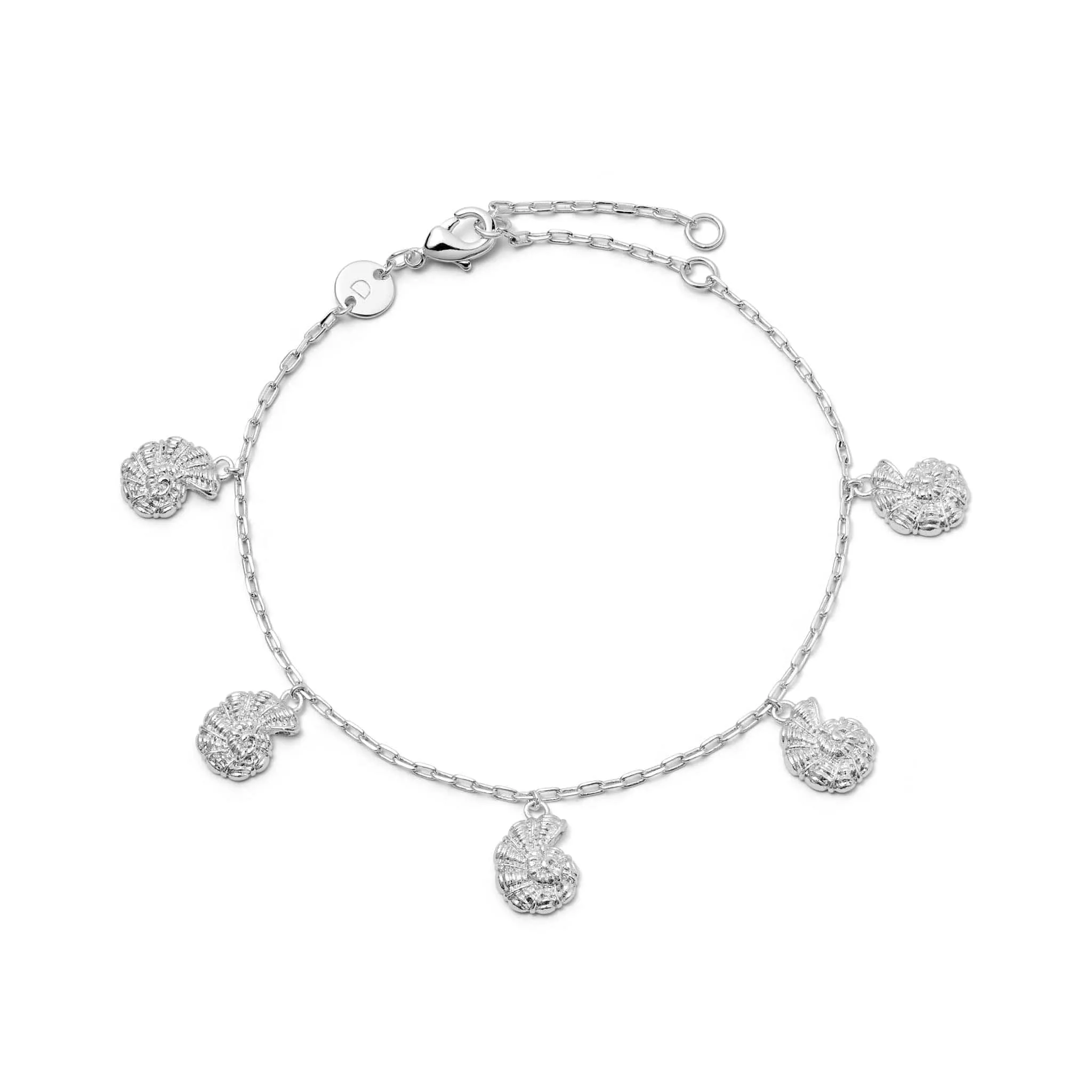 Polly Sayer Shell Charm Bracelet Silver Plate sold by Daisy Jewellery
