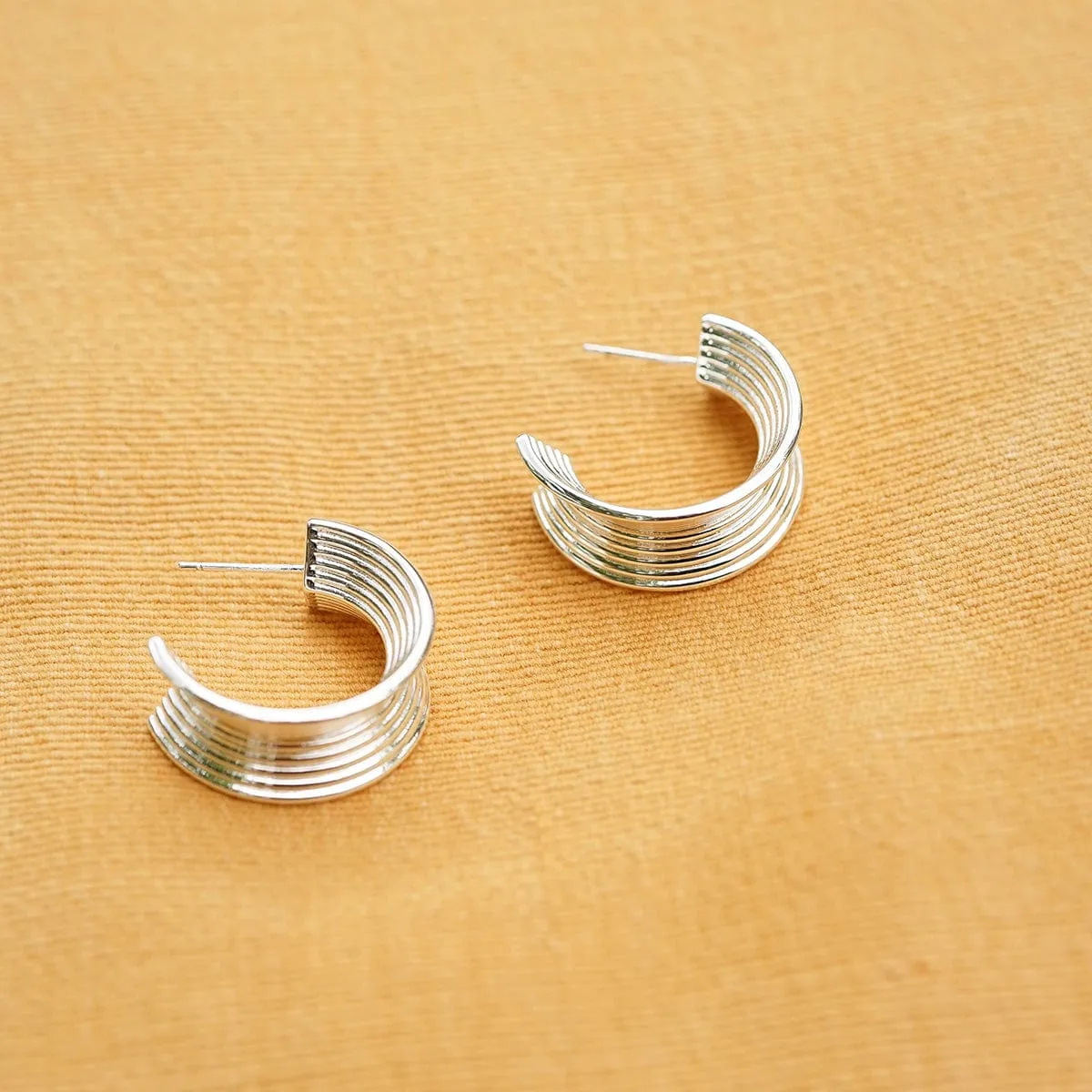 Polly Sayer Chunky Tidal Hoop Earrings Silver Plate sold by Daisy Jewellery product image thumbnail 3