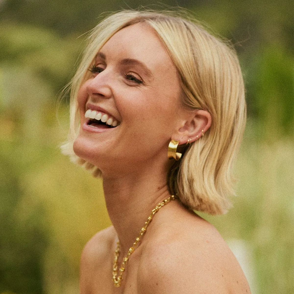 Polly Sayer Chunky Tidal Hoops 18ct Gold Plate sold by Daisy Jewellery product image thumbnail 4