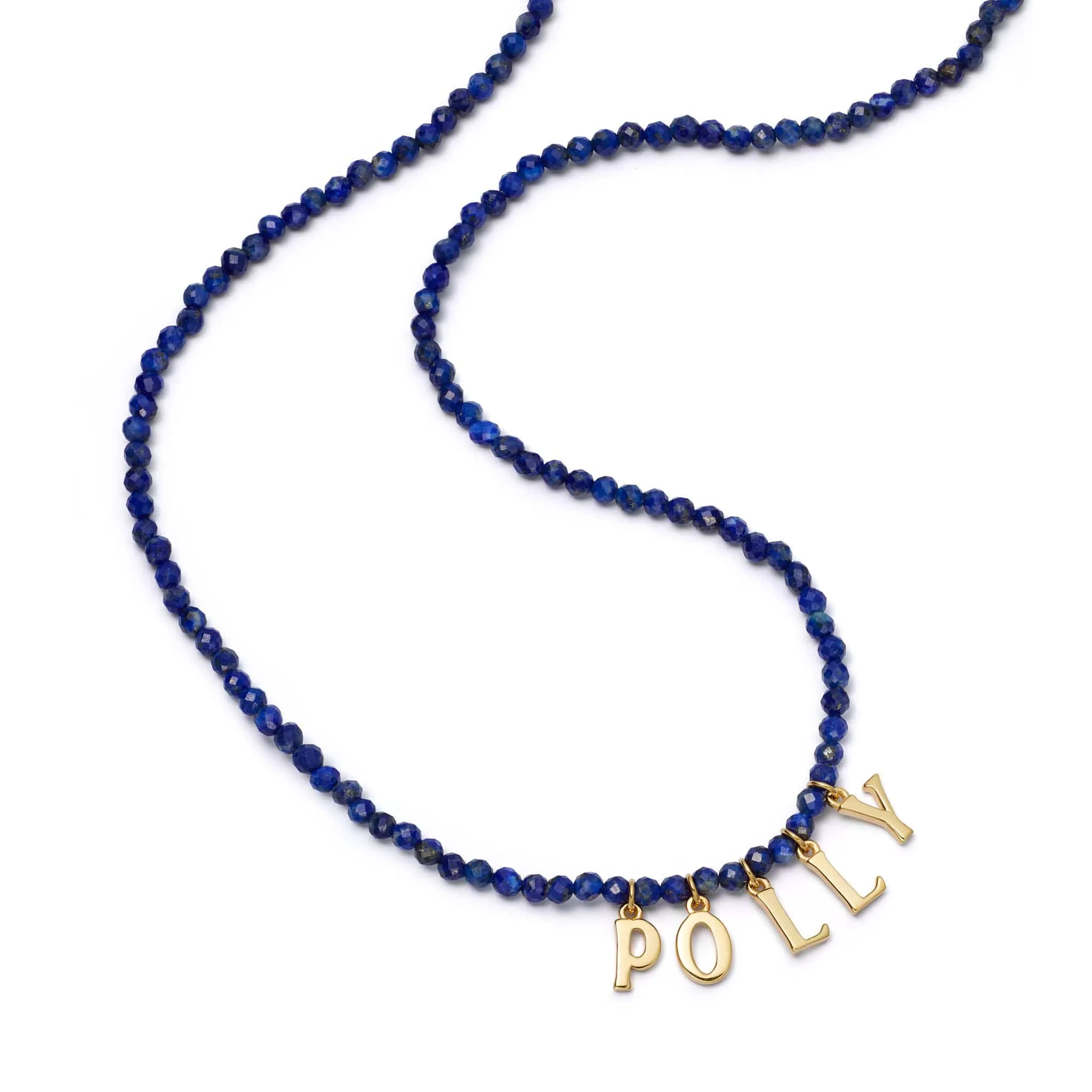 Polly Sayer Personalised Lapis Bead Necklace 18ct Gold Plate sold by Daisy Jewellery