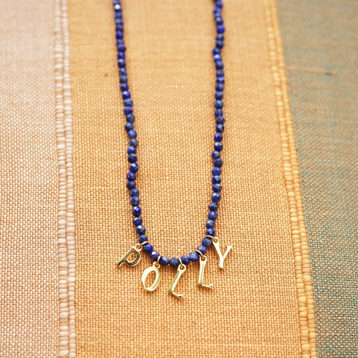 Polly Sayer Personalised Lapis Bead Necklace 18ct Gold Plate sold by Daisy Jewellery product image thumbnail 5