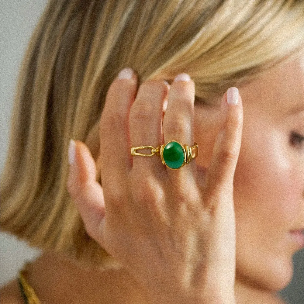 Polly Sayer Chunky Gemstone Ring 18ct Gold Plate sold by Daisy Jewellery product image thumbnail 2
