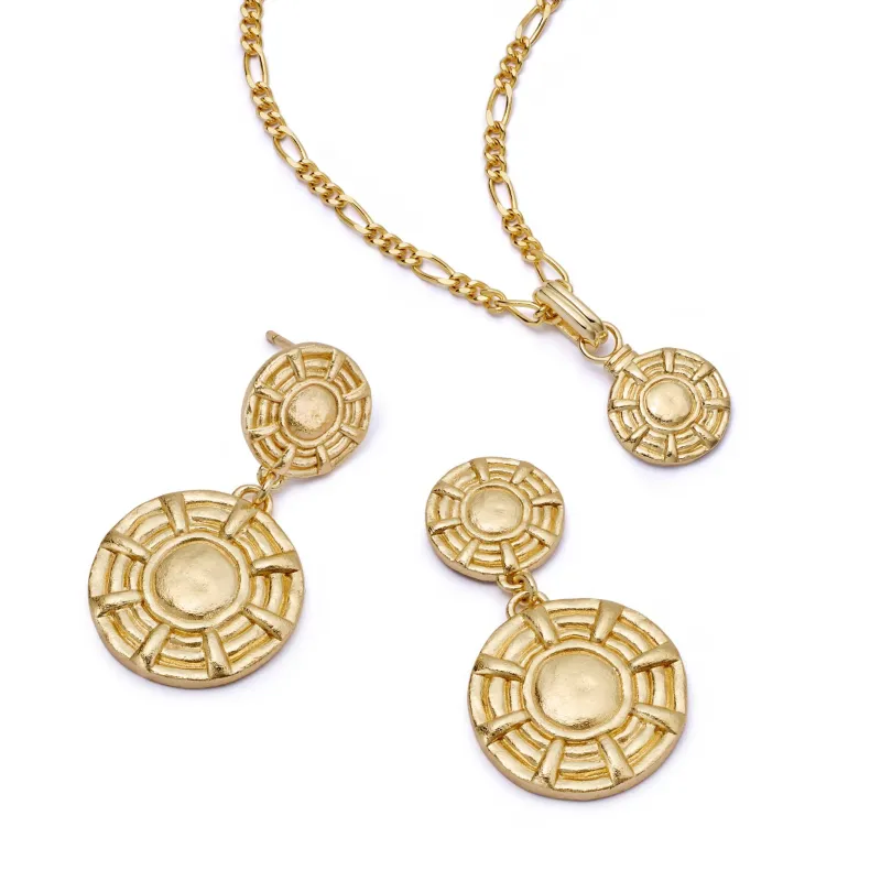 Apollo Earrings & Pendant Necklace Layering Set 18ct Gold Plate sold by Daisy Jewellery