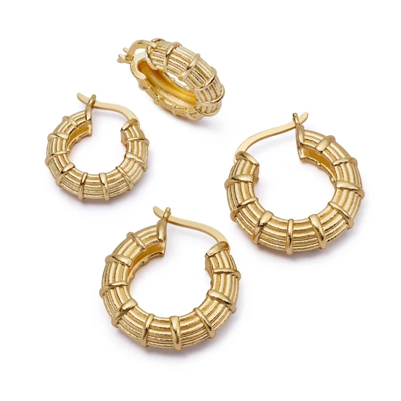 Apollo Hoop Earrings Layering Set 18ct Gold Plate sold by Daisy Jewellery