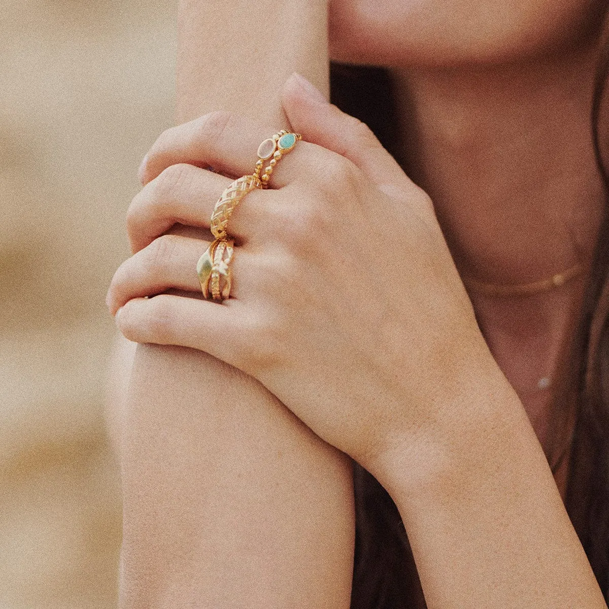 Healing Stone Bobble Ring 18ct Gold Plate sold by Daisy Jewellery product image thumbnail 3