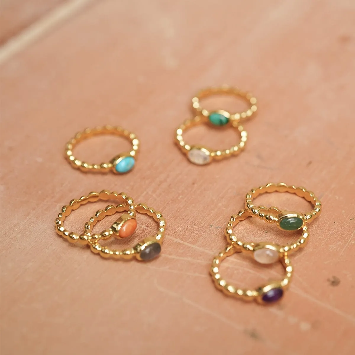 Red Coral Healing Stone Bobble Ring 18ct Gold Plate sold by Daisy Jewellery product image thumbnail 5
