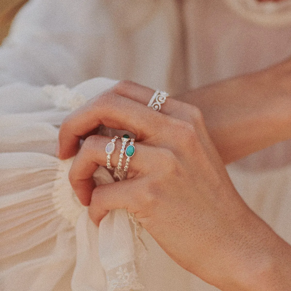 Rainbow Moonstone Healing Stone Bobble Ring Sterling Silver sold by Daisy Jewellery product image thumbnail 2