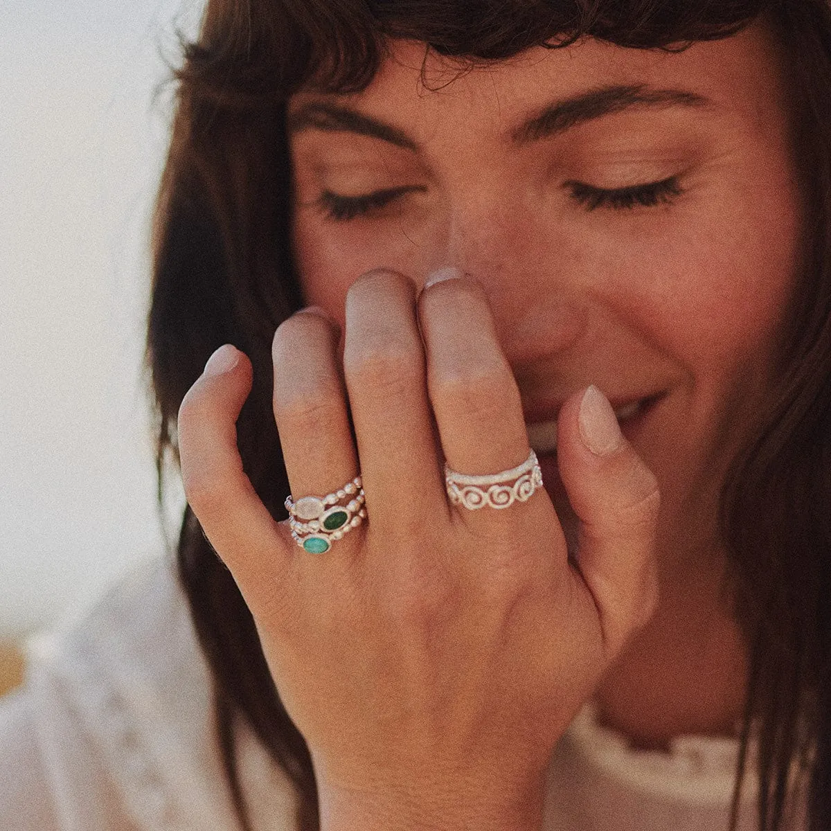 Rainbow Moonstone Healing Stone Bobble Ring Sterling Silver sold by Daisy Jewellery product image thumbnail 4