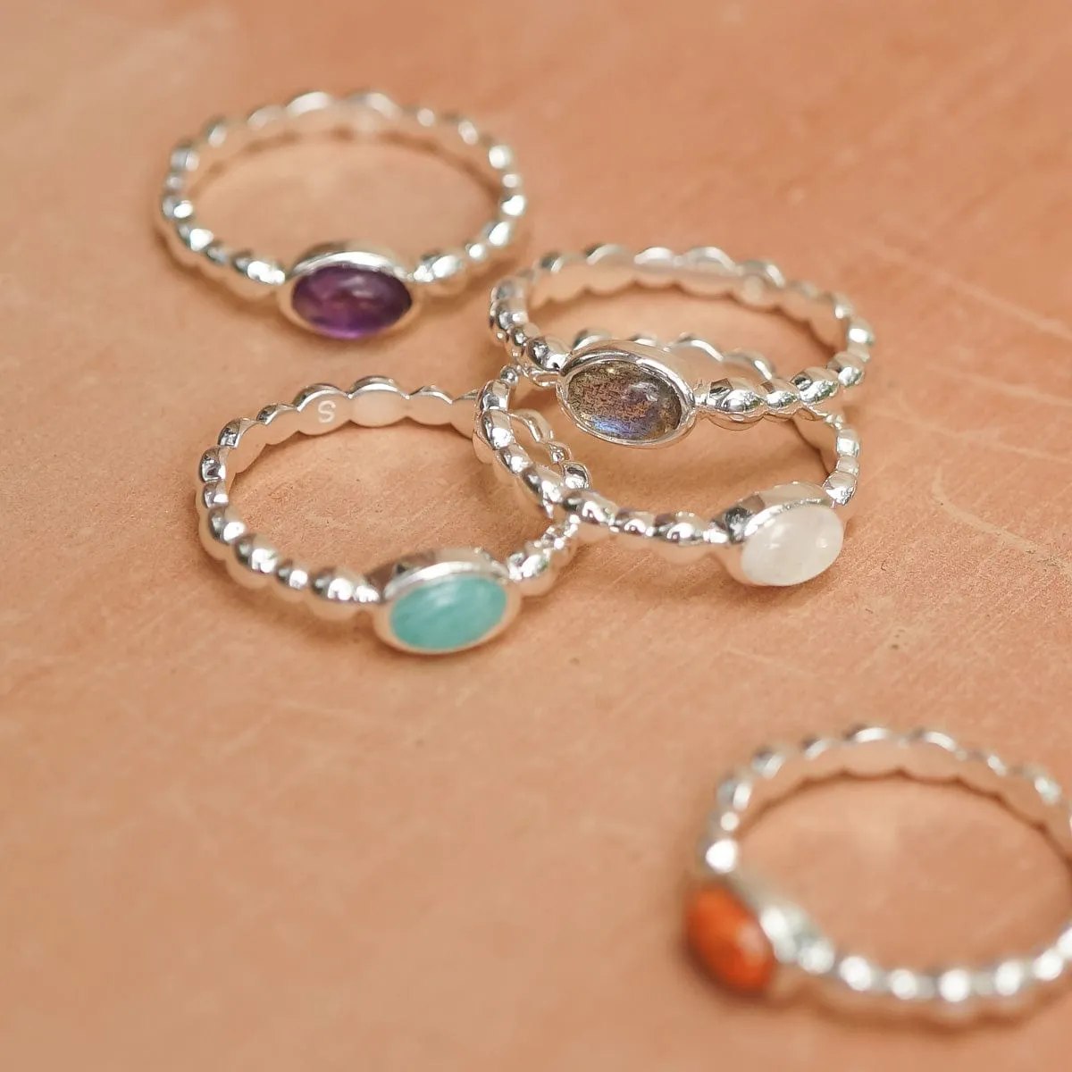 Rainbow Moonstone Healing Stone Bobble Ring Sterling Silver sold by Daisy Jewellery product image thumbnail 3