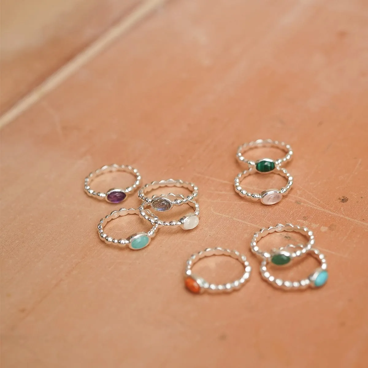 Rainbow Moonstone Healing Stone Bobble Ring Sterling Silver sold by Daisy Jewellery product image thumbnail 5