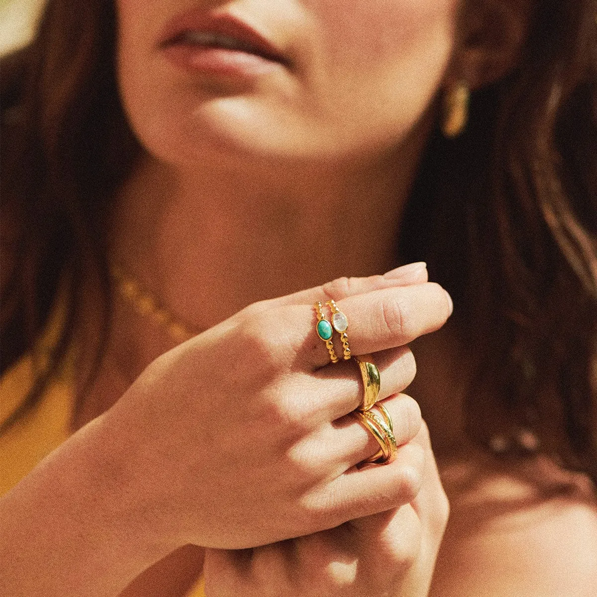 Turquoise Healing Stone Bobble Ring 18ct Gold Plate sold by Daisy Jewellery product image thumbnail 3