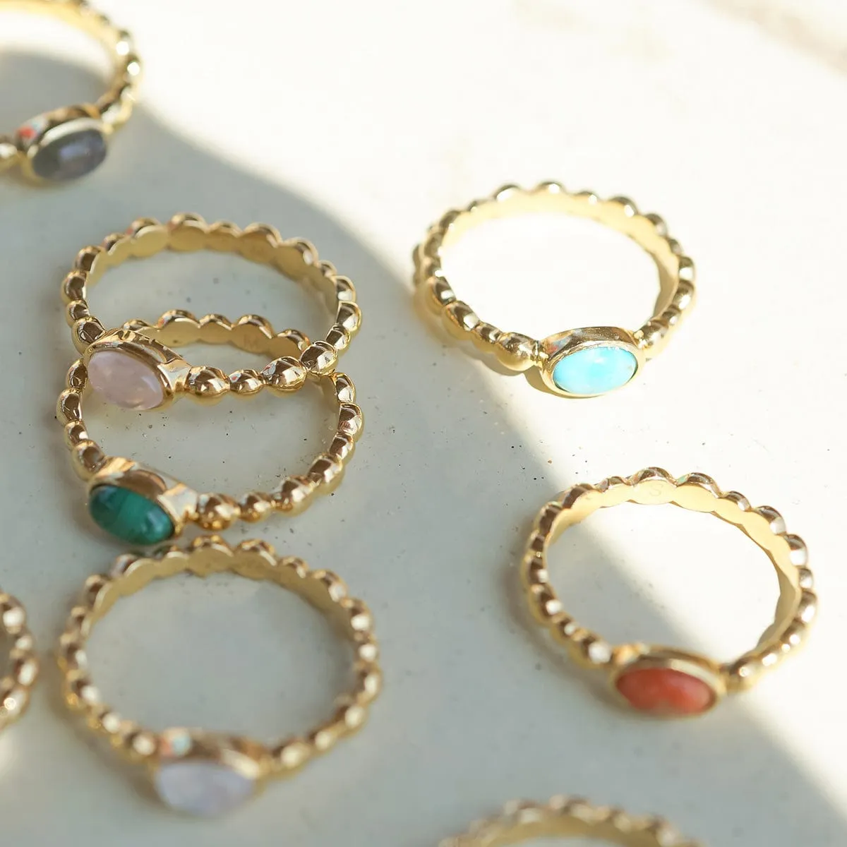 Turquoise Healing Stone Bobble Ring 18ct Gold Plate sold by Daisy Jewellery product image thumbnail 2