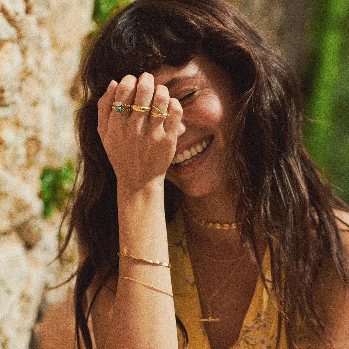 Turquoise Healing Stone Bobble Ring 18ct Gold Plate sold by Daisy Jewellery product image thumbnail 4