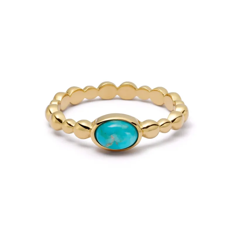 Turquoise Healing Stone Bobble Ring 18ct Gold Plate sold by Daisy Jewellery