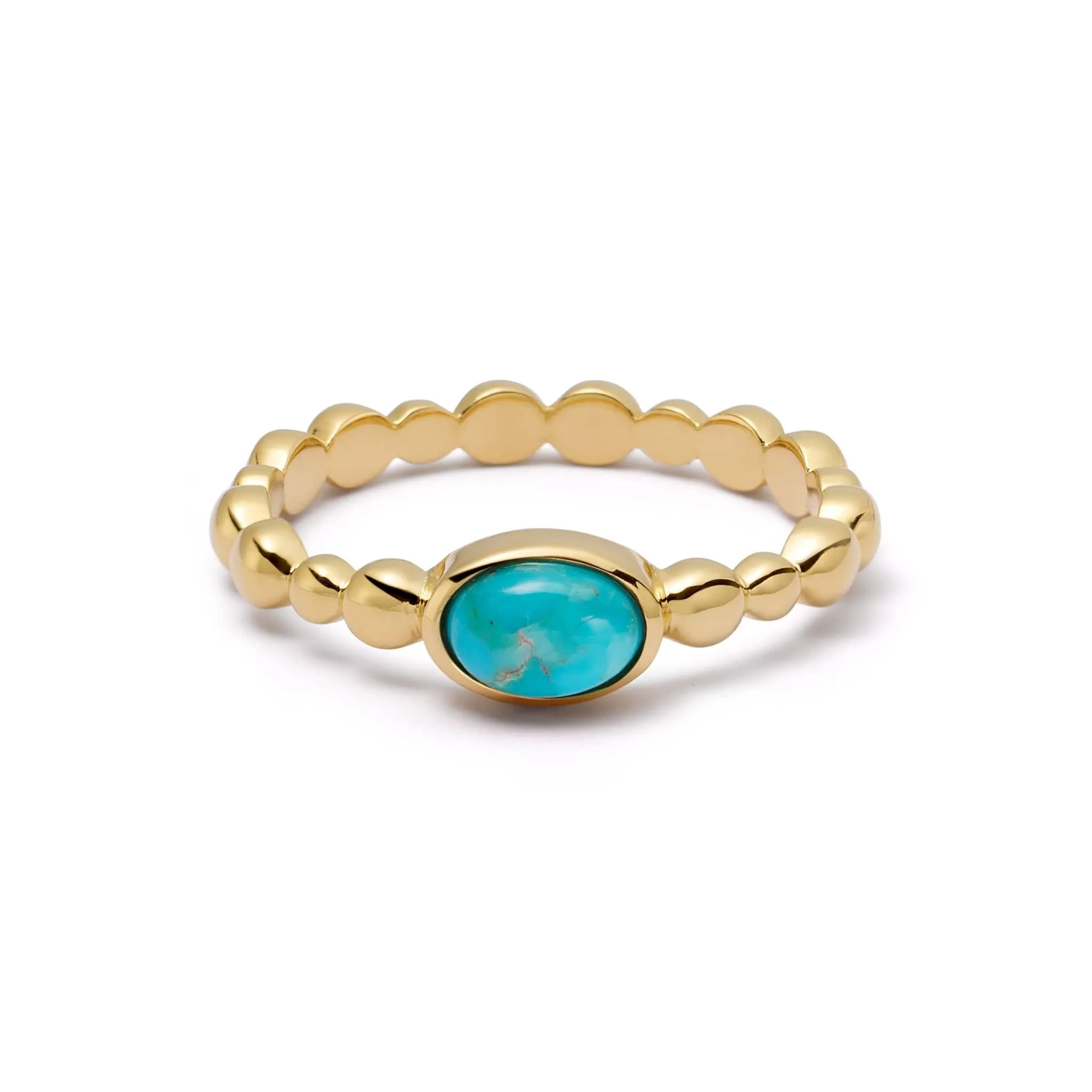 Turquoise Healing Stone Bobble Ring 18ct Gold Plate sold by Daisy Jewellery