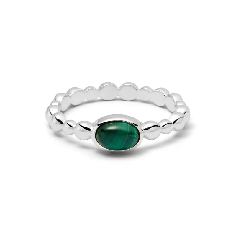 Malachite Healing Stone Bobble Ring Sterling Silver sold by Daisy Jewellery