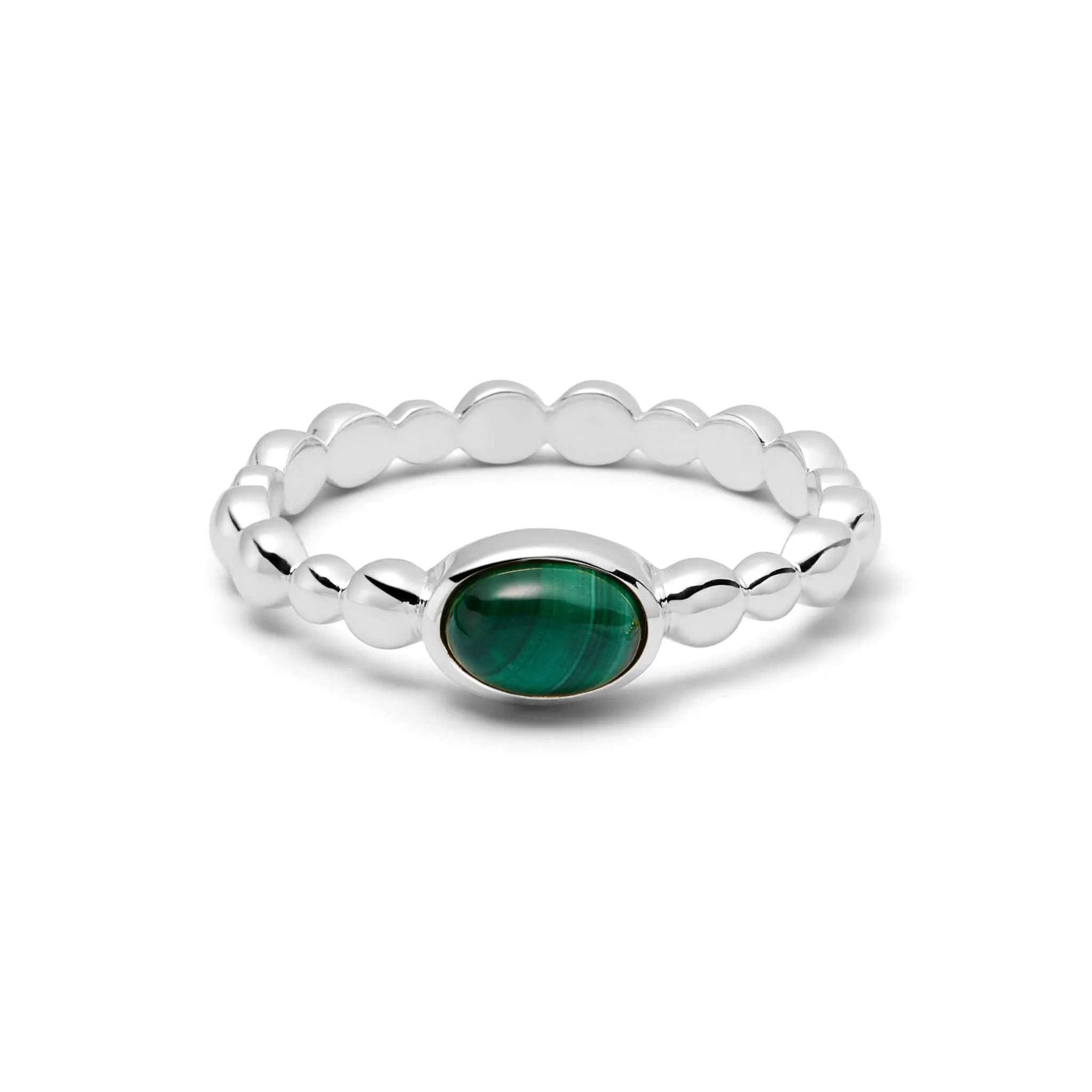 Malachite Healing Stone Bobble Ring Sterling Silver sold by Daisy Jewellery