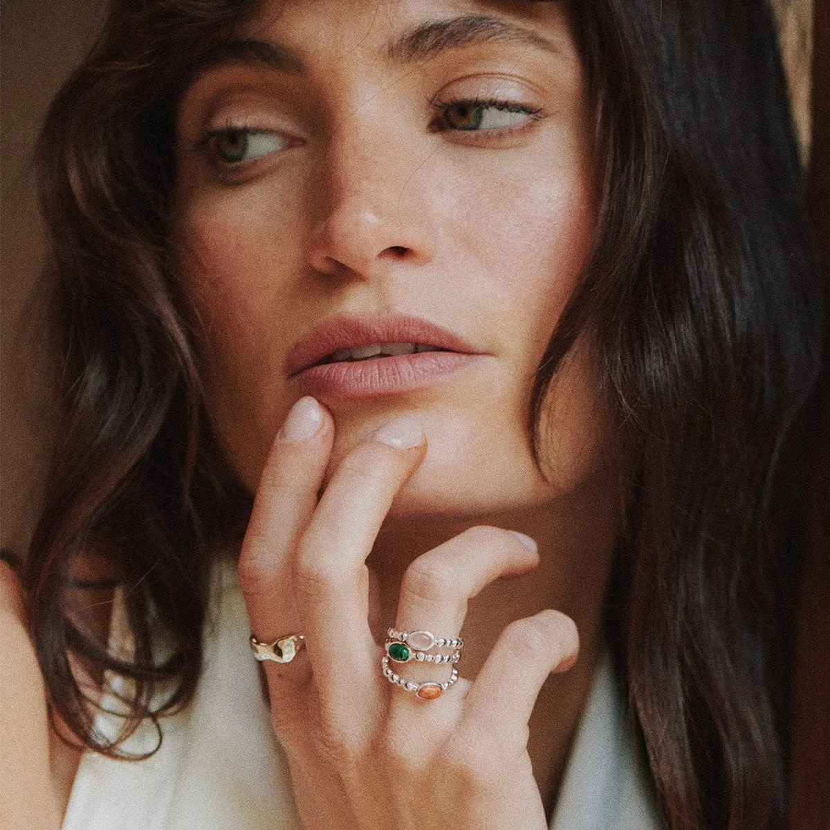 Malachite Healing Stone Bobble Ring Sterling Silver sold by Daisy Jewellery product image thumbnail 4