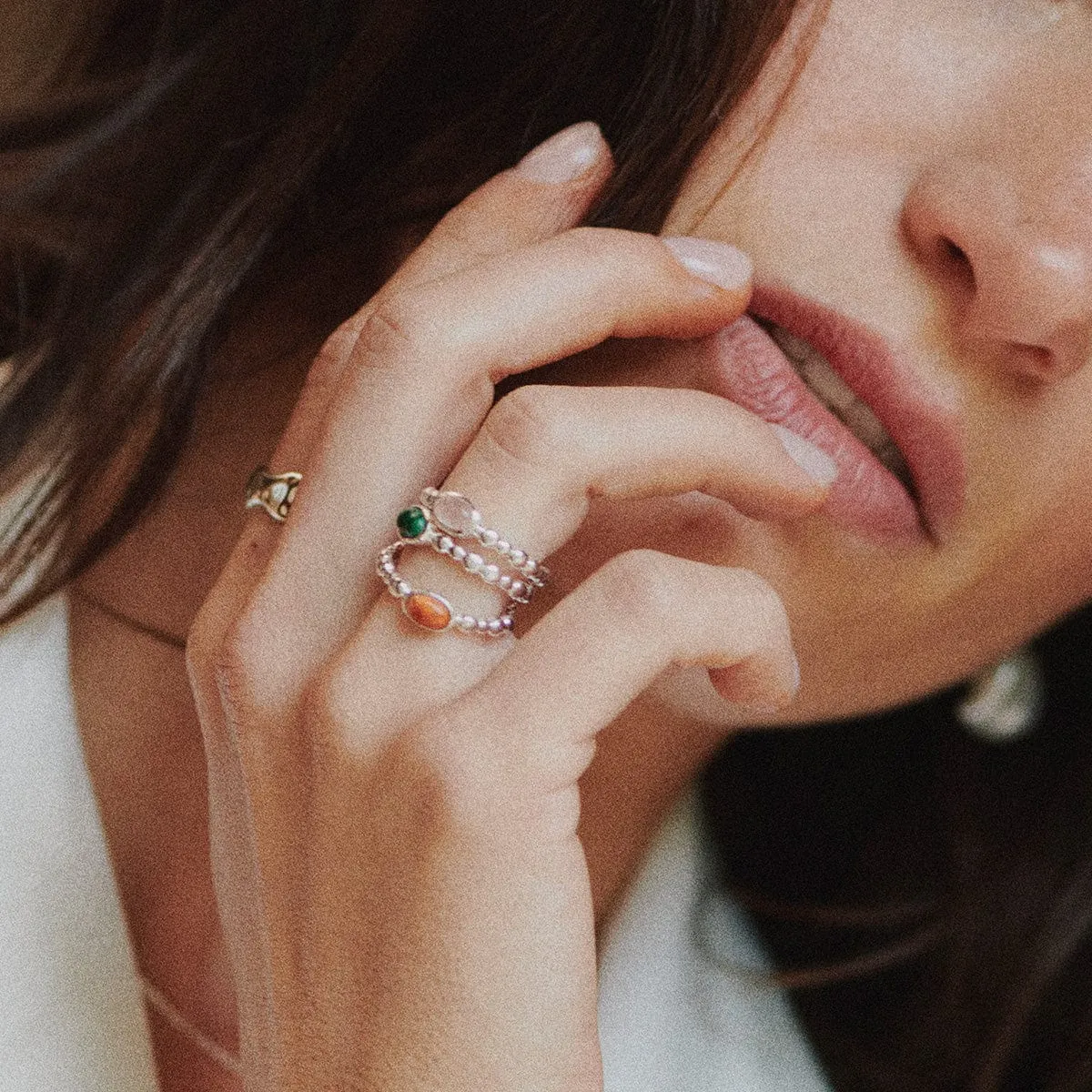 Malachite Healing Stone Bobble Ring Sterling Silver sold by Daisy Jewellery product image thumbnail 2