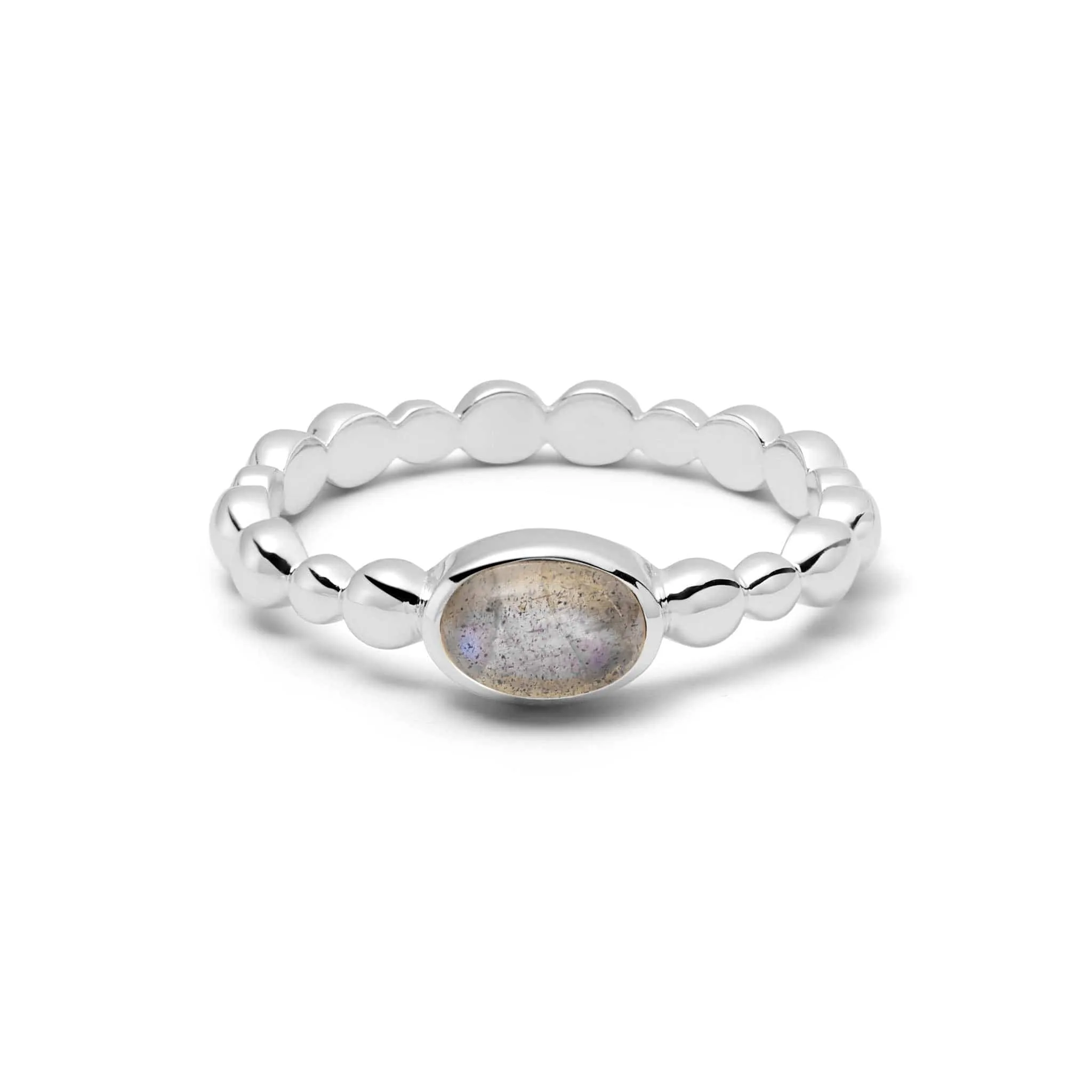 Labradorite Healing Stone Bobble Ring Sterling Silver sold by Daisy Jewellery