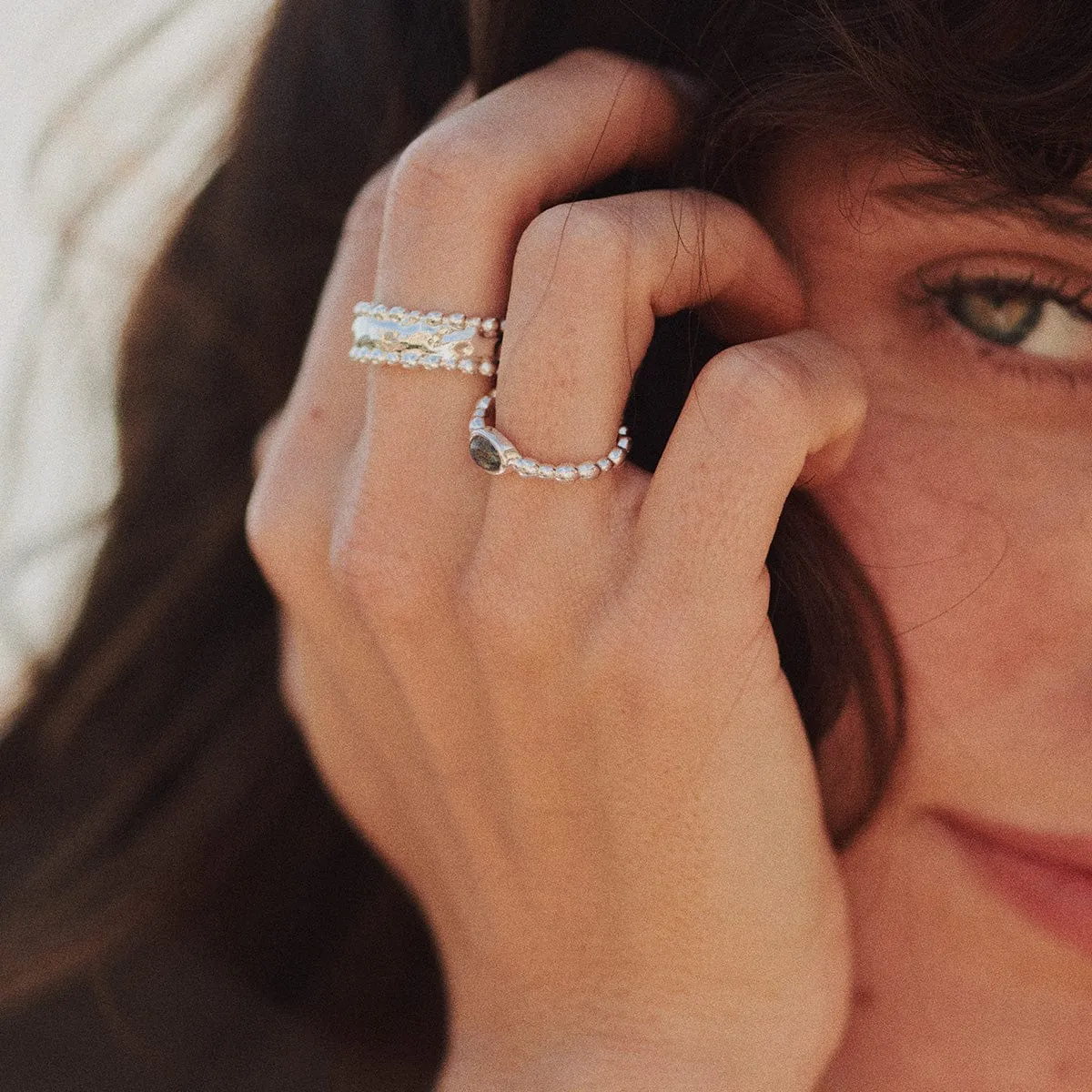 Labradorite Healing Stone Bobble Ring Sterling Silver sold by Daisy Jewellery product image thumbnail 2